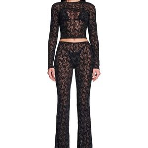 I.Am.Gia Black Mesh Laurella Long Sleeve Top & Laurella Pant Size Small I Am Gia
